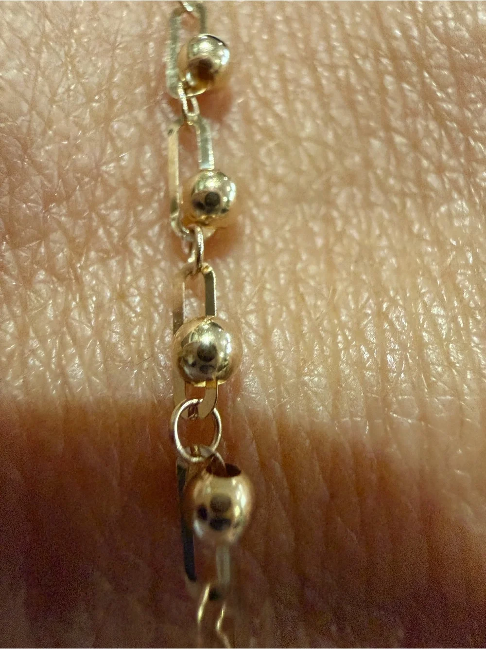 18K Solid Gold Italian Bead Link Bracelet | Adjustable | Certified
